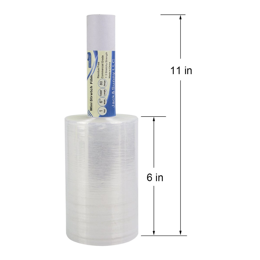 Clear Stretch Wrap 6"×1000' Plastic Wrap Roll for Moving Shipping Wrap,Industrial Strength Shrink Packing Wrap Heavy Duty Stretch Film with Handle