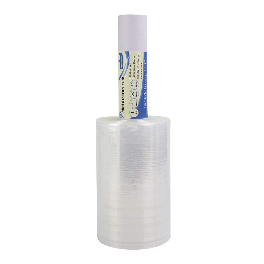 Clear Stretch Wrap 6"×1000' Plastic Wrap Roll for Moving Shipping Wrap,Industrial Strength Shrink Packing Wrap Heavy Duty Stretch Film with Handle