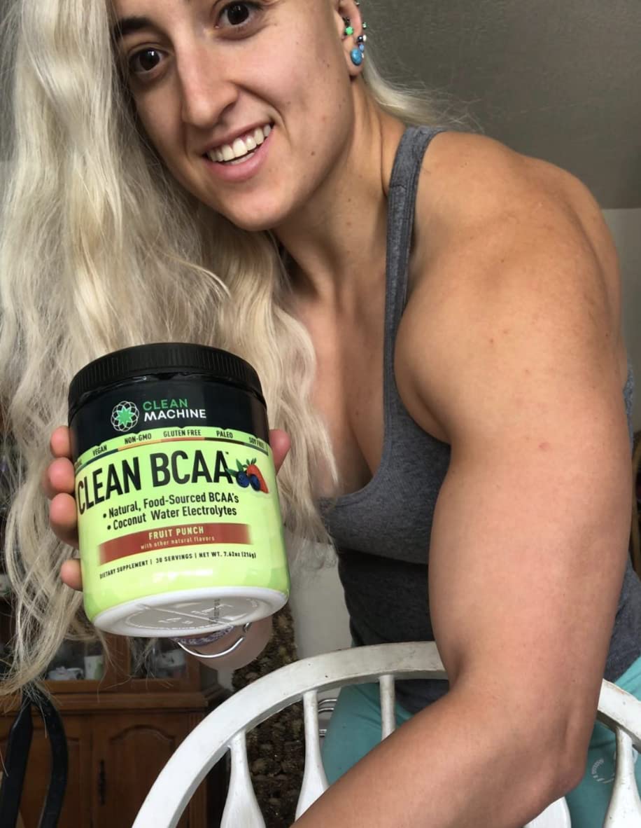 Clean BCAA - 2:1:1 Food Sourced BCAAs Powder & Coconut Water Electrolytes Recovery & Amino Energy Supplement - Award Winning Vegan Amino Acid Supplement - 30 Servings (30, Fruit Punch)