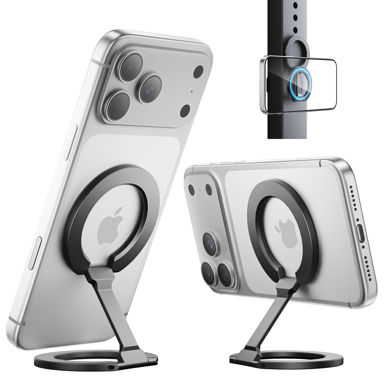 SUPERONE [2026 Upgraded] Magnetic Phone Grip for MagSafe Kickstand, Removable Gym Dual-Side Magnetic Phone Holder Mag Safe Phone Stand for iPhone 17/16/15/14/13/12 MagSafe Case, Fit MagSafe Car Mount