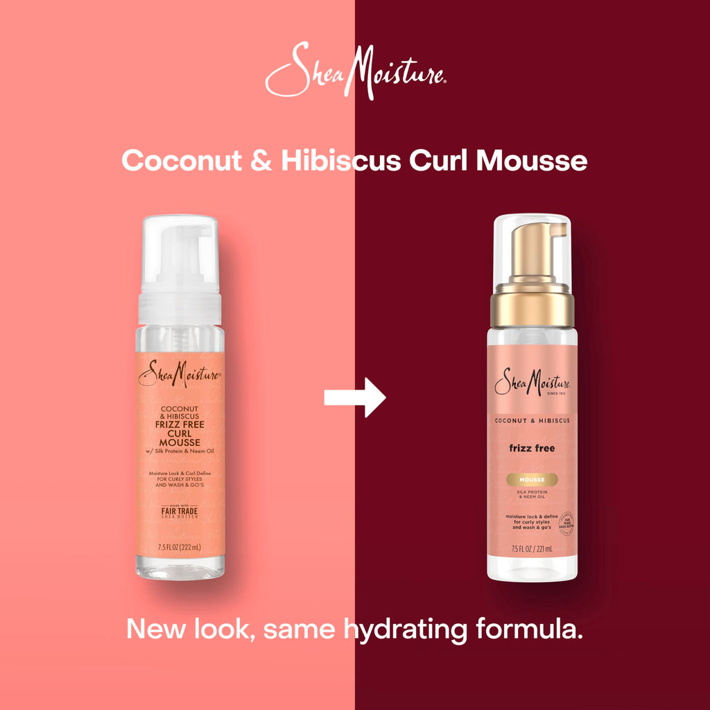SheaMoisture Curl Mousse for Curly Hair, Coconut & Hibiscus Styling Mousse for Frizz Control & Volume, with Shea Butter, 7.5 oz