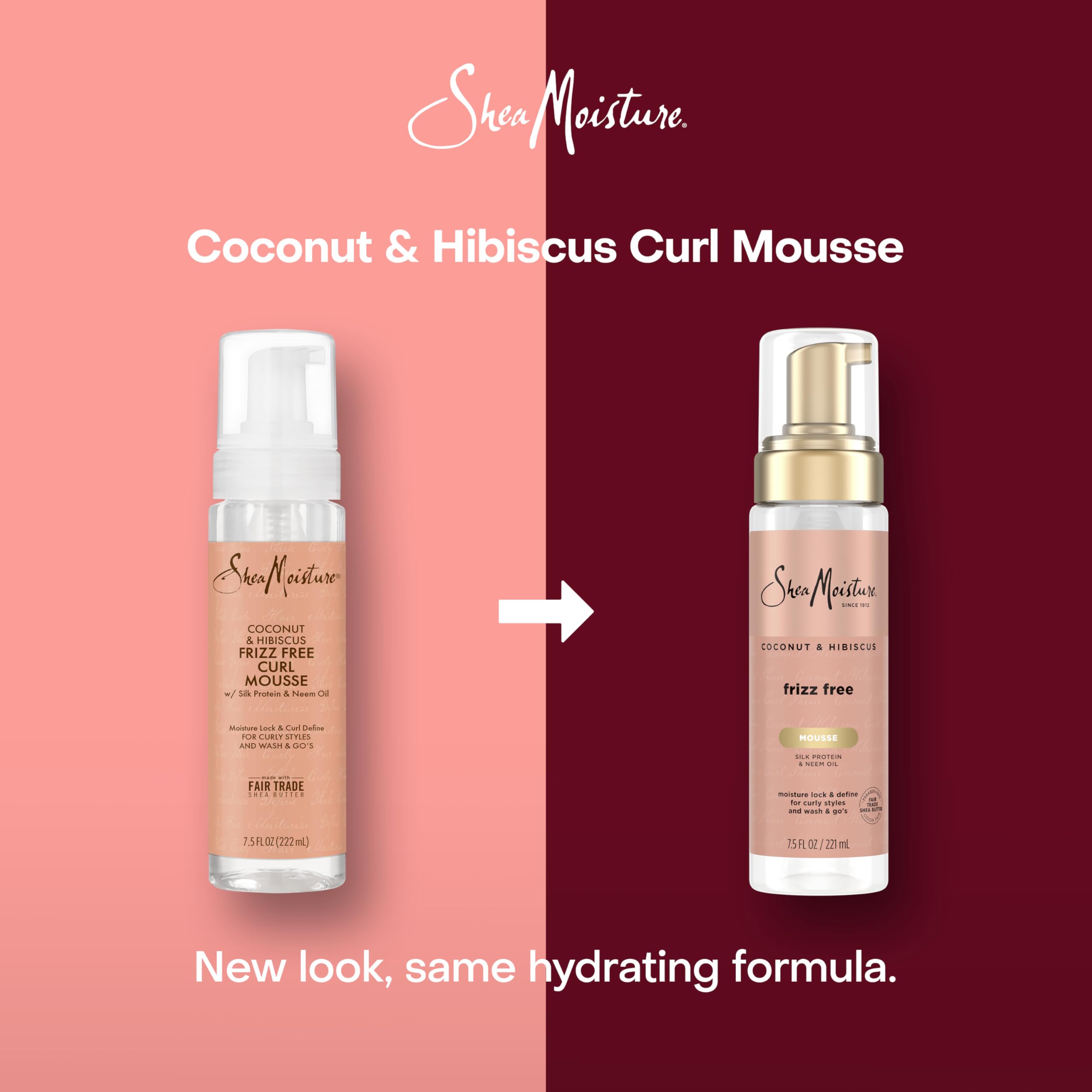 SheaMoisture Curl Mousse for Curly Hair, Coconut & Hibiscus Styling Mousse for Frizz Control & Volume, with Shea Butter, 7.5 oz