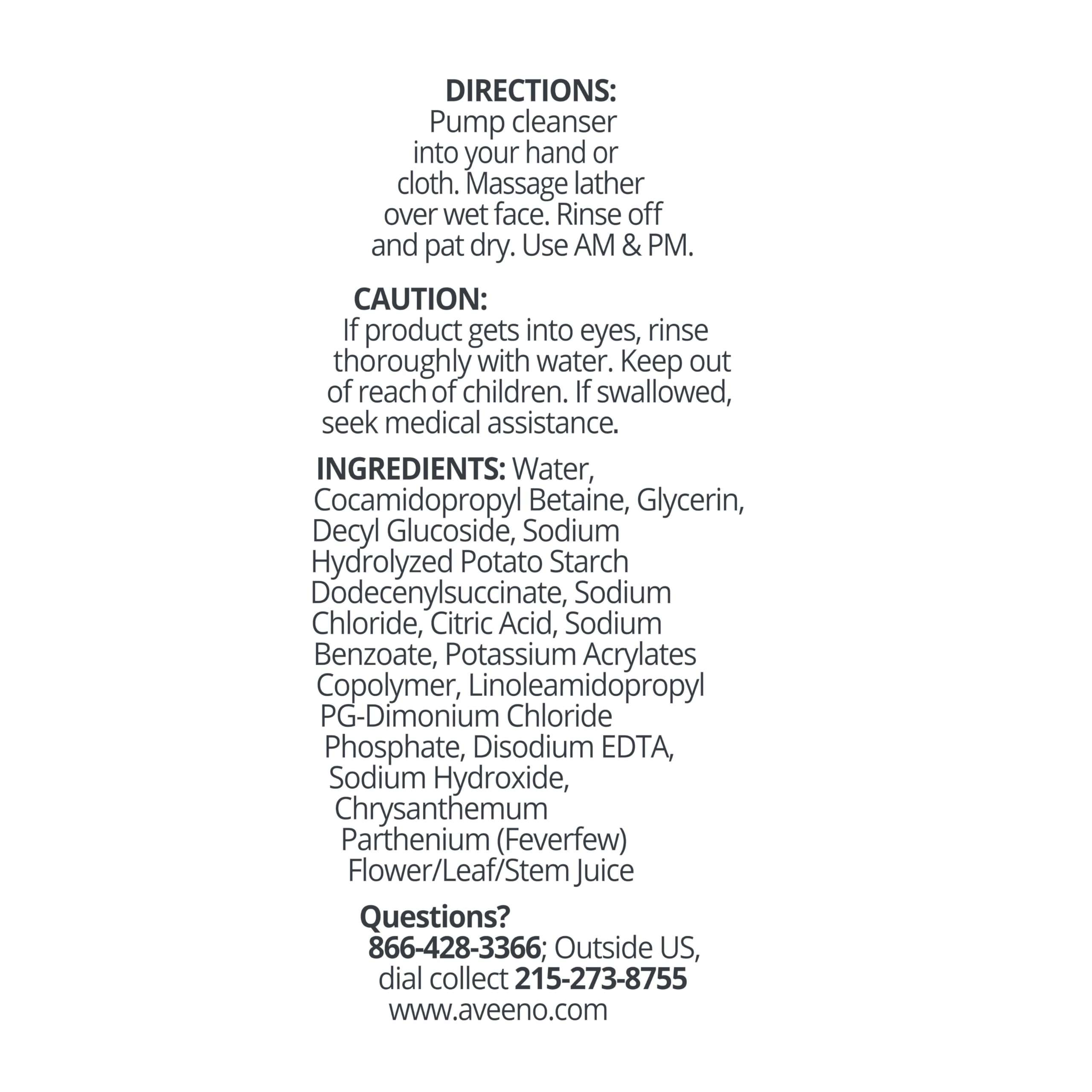 Aveeno Calm + Restore Redness Relief Foaming Cleanser, Daily Facial Cleanser With Calming Feverfew to Help Reduce the Appearance of Redness, Hypoallergenic & Fragrance-Free, 6 fl. oz