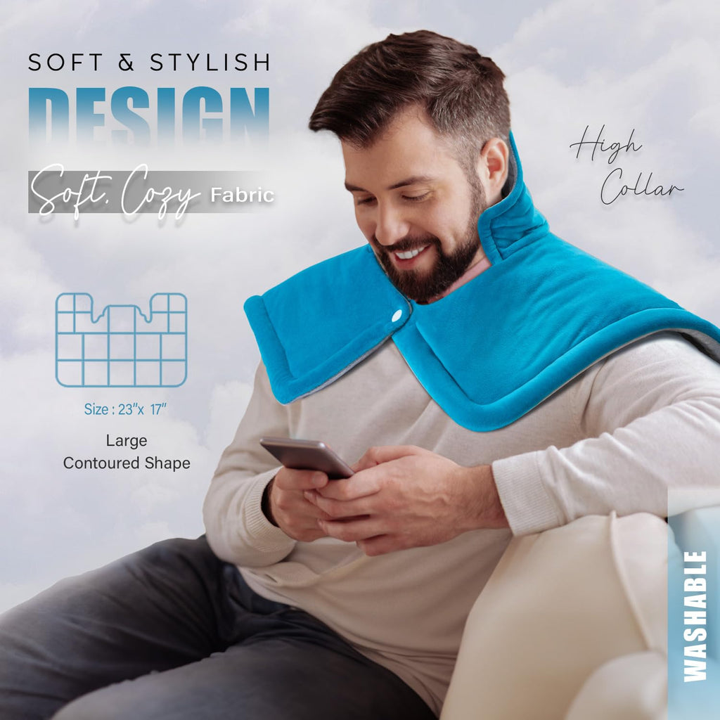 Father’s Day Gift for Dad Husband from Daughter Son Wife, Weighted Neck & Shoulder Heating Pad for Pain Relief | | 6 Heat Settings, 2H Auto‑Off | Home & Office Use, Birthday Gifts for Men Women Dad