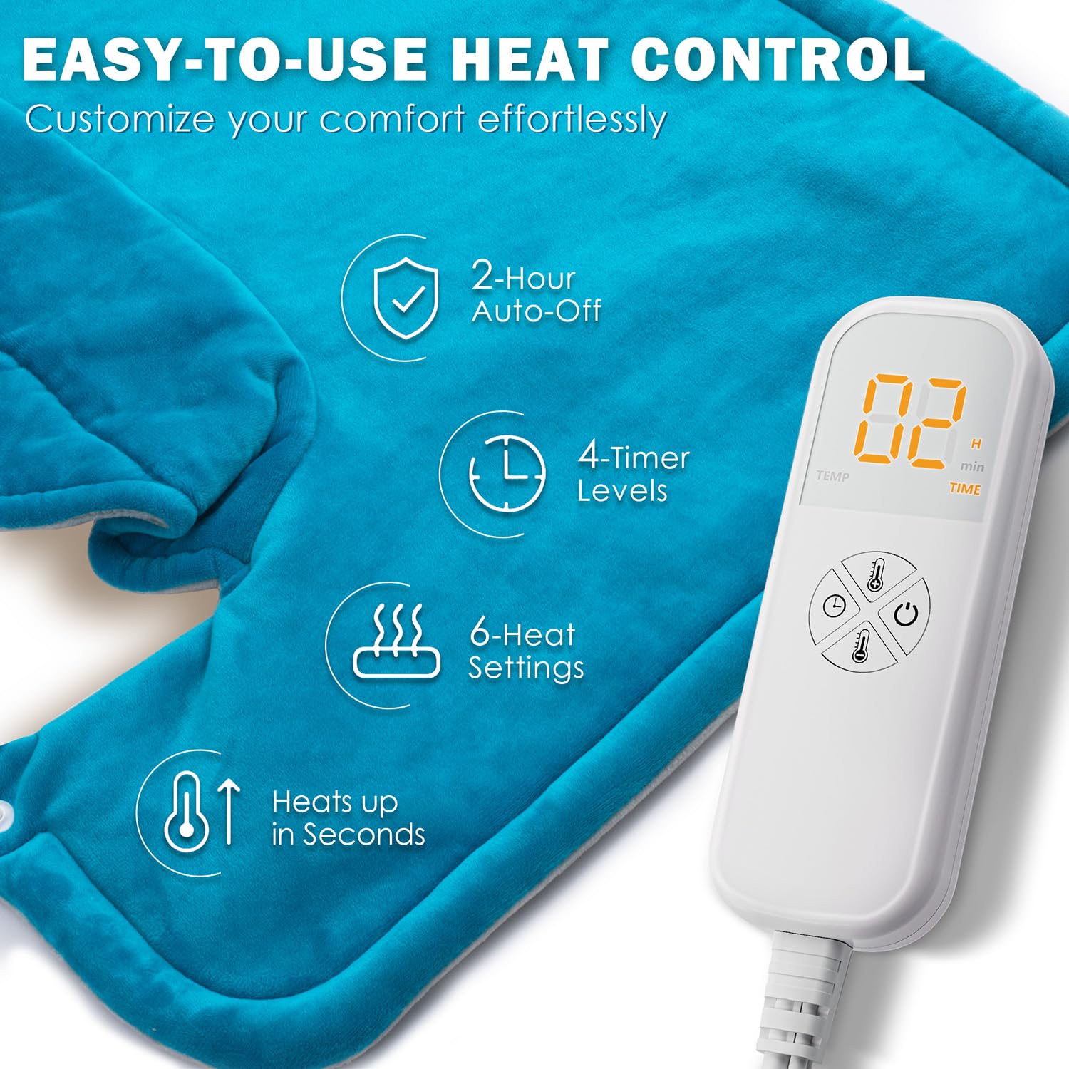 Father’s Day Gift for Dad Husband from Daughter Son Wife, Weighted Neck & Shoulder Heating Pad for Pain Relief | | 6 Heat Settings, 2H Auto‑Off | Home & Office Use, Birthday Gifts for Men Women Dad