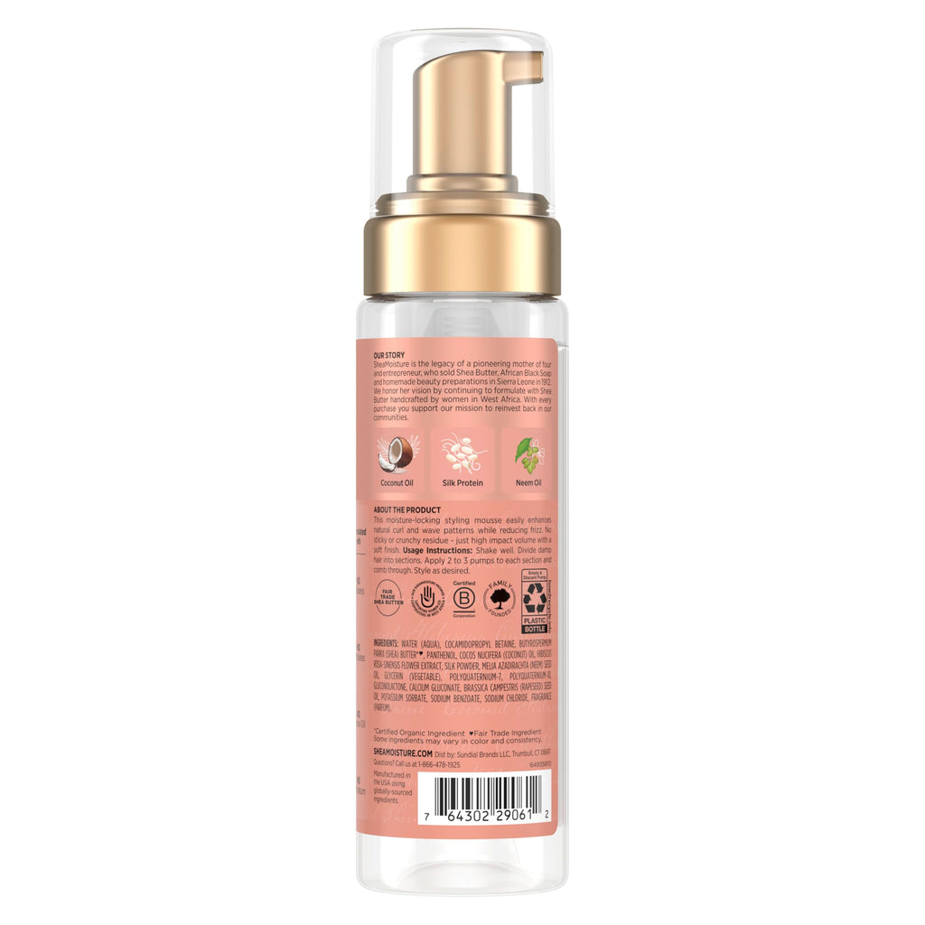 SheaMoisture Curl Mousse for Curly Hair, Coconut & Hibiscus Styling Mousse for Frizz Control & Volume, with Shea Butter, 7.5 oz