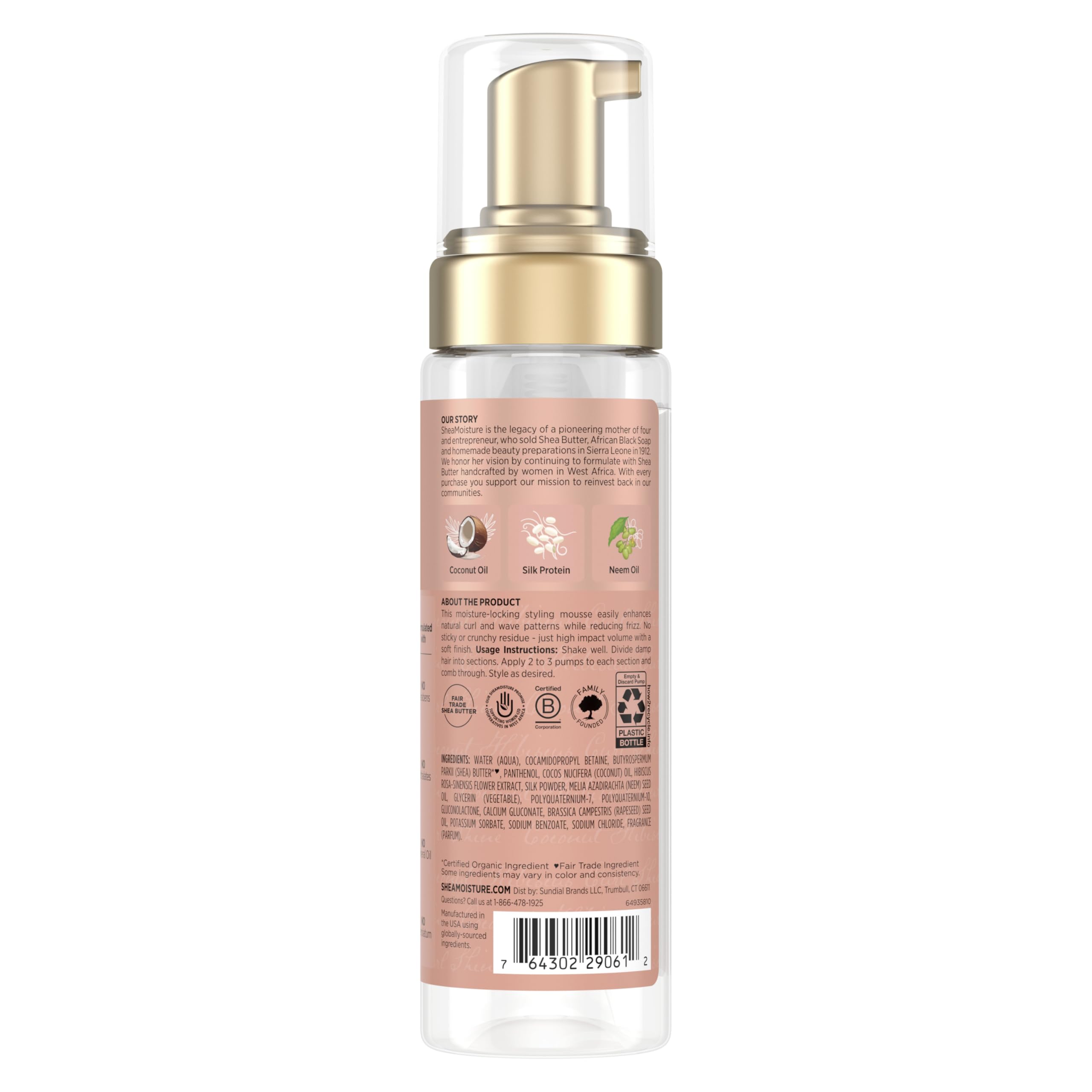 SheaMoisture Curl Mousse for Curly Hair, Coconut & Hibiscus Styling Mousse for Frizz Control & Volume, with Shea Butter, 7.5 oz