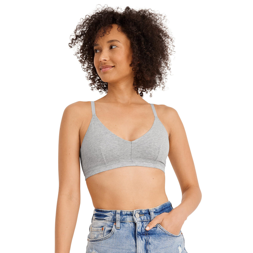 Jockey Women's Bra Organic Cotton Stretch Triangle Bralette, Grey Heather, S