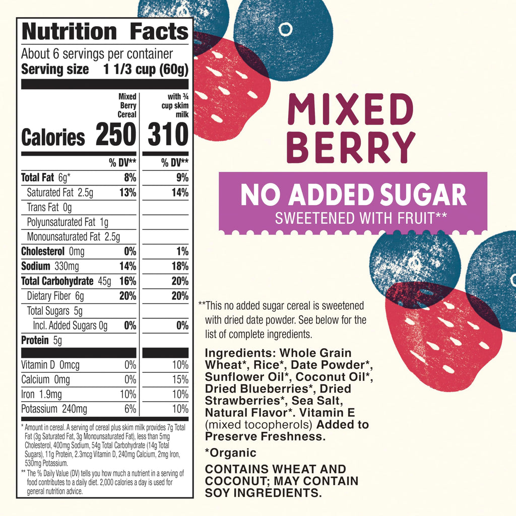 Cascadian Farm Organic Mixed Berry Cereal, No Added Sugar, 12.5 oz