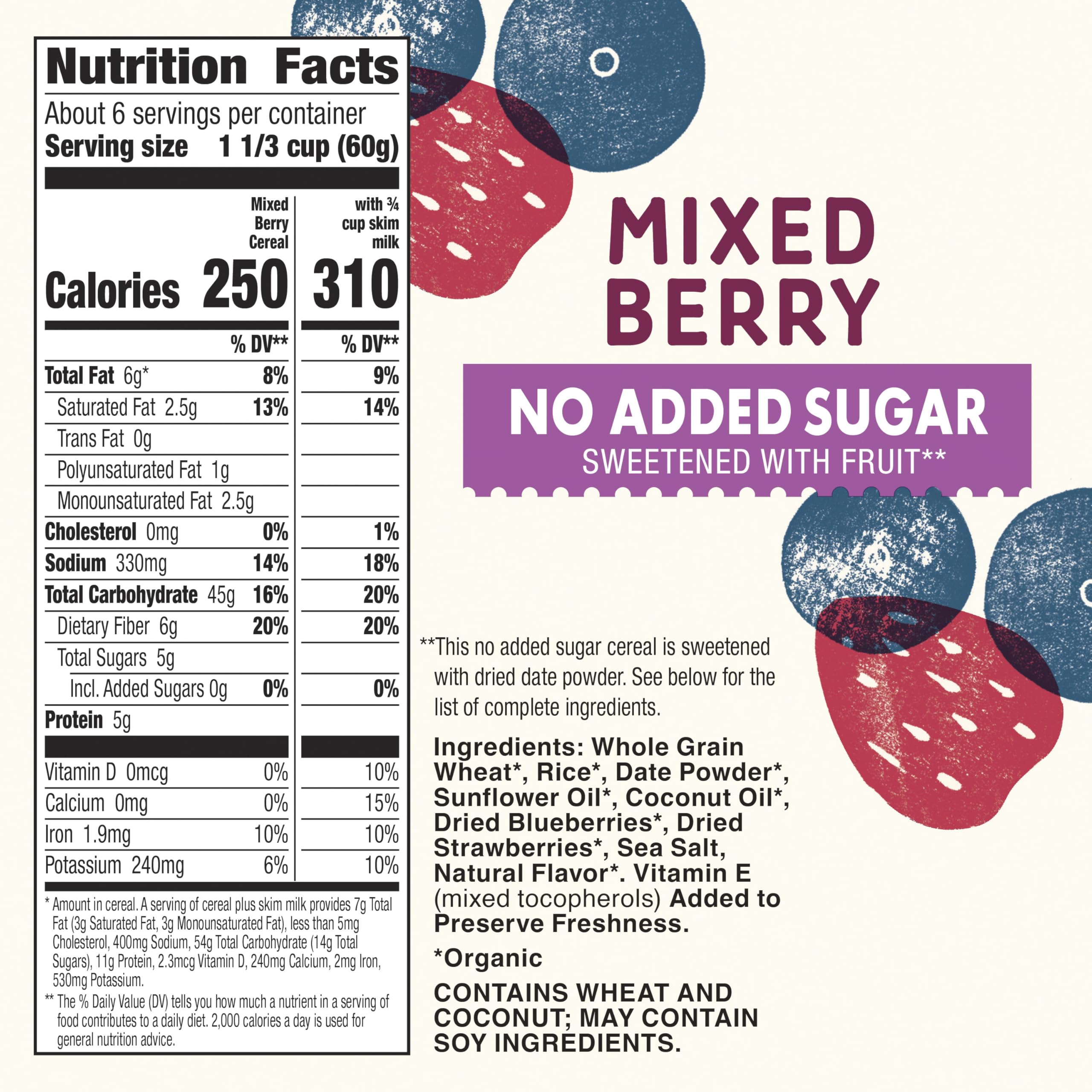 Cascadian Farm Organic Mixed Berry Cereal, No Added Sugar, 12.5 oz