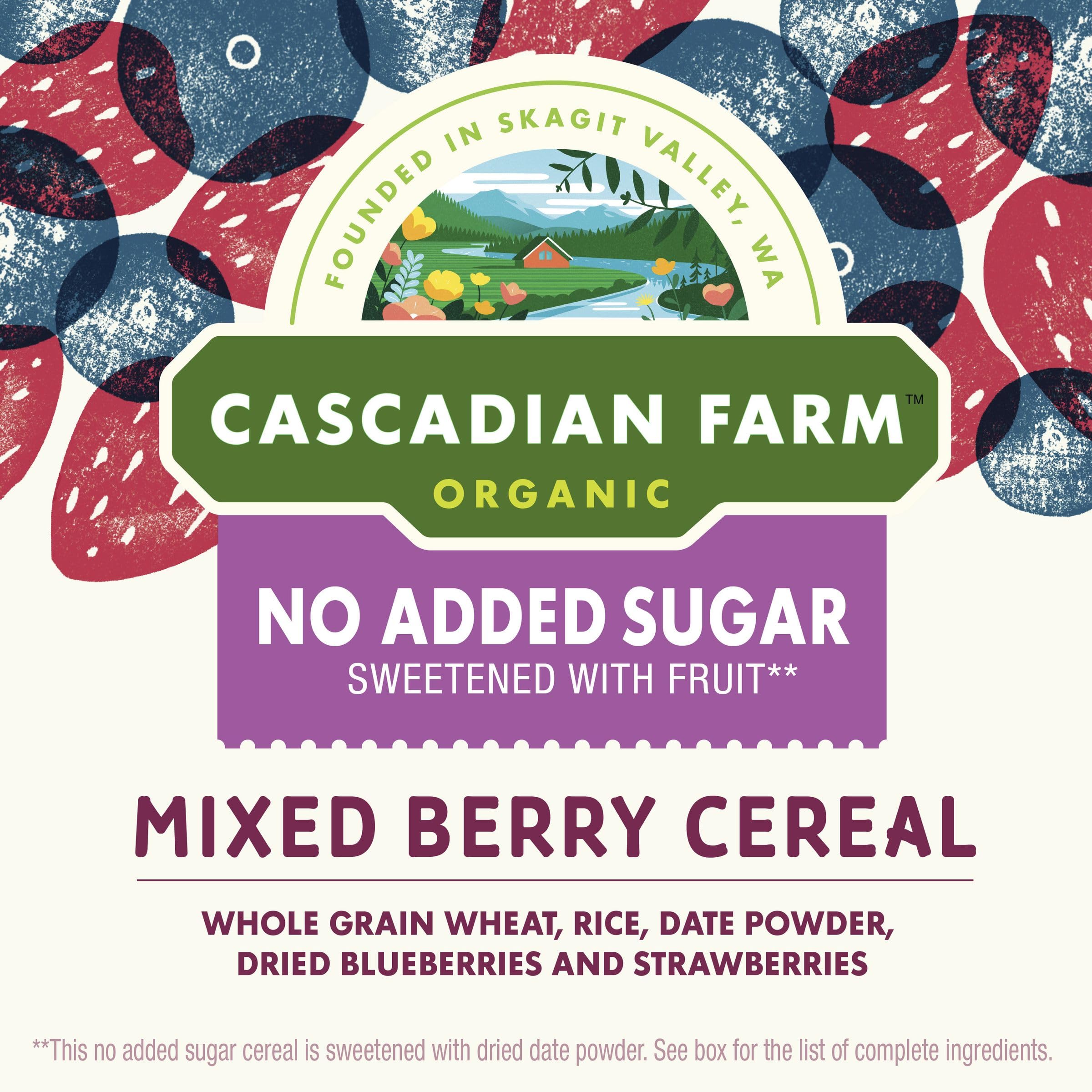 Cascadian Farm Organic Mixed Berry Cereal, No Added Sugar, 12.5 oz
