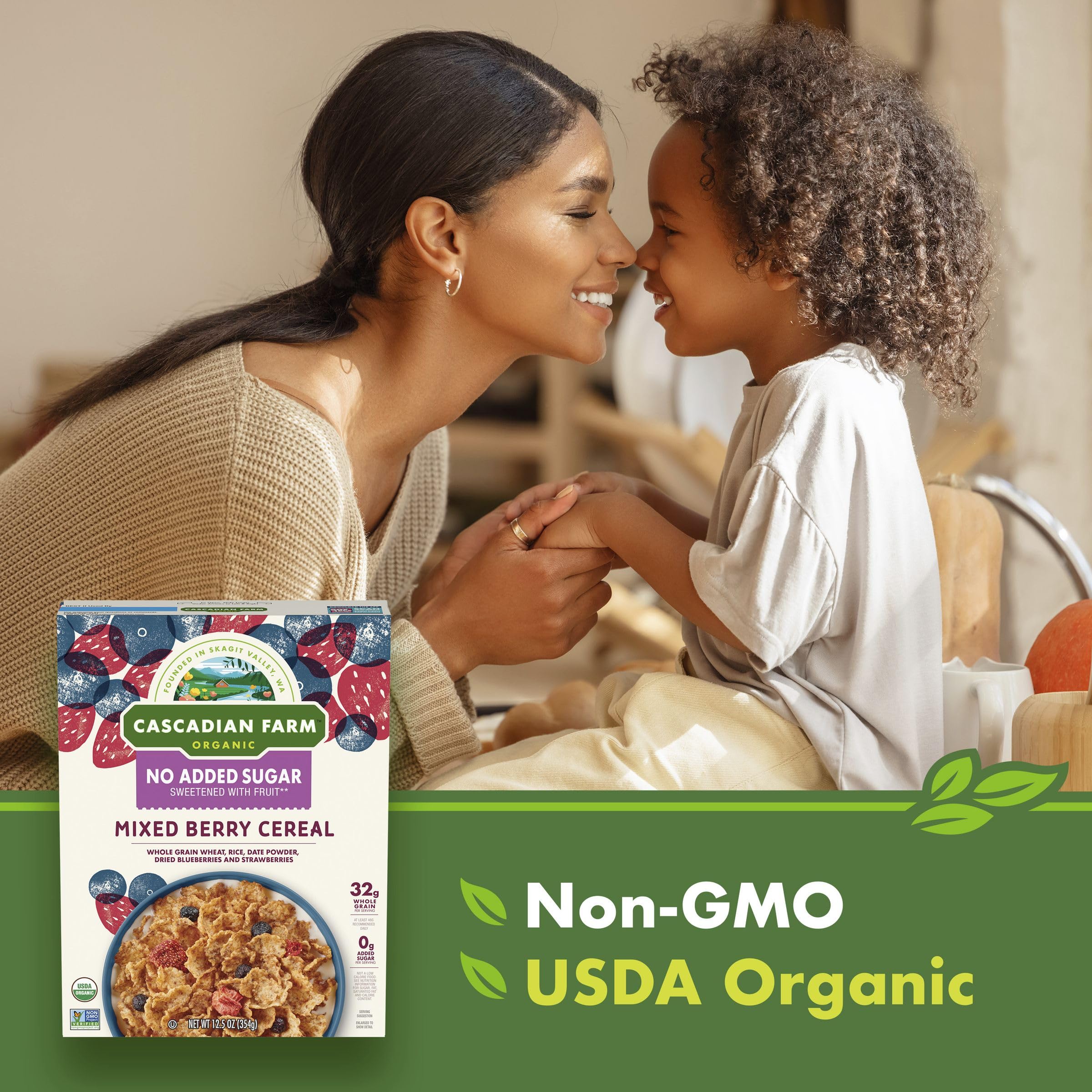 Cascadian Farm Organic Mixed Berry Cereal, No Added Sugar, 12.5 oz
